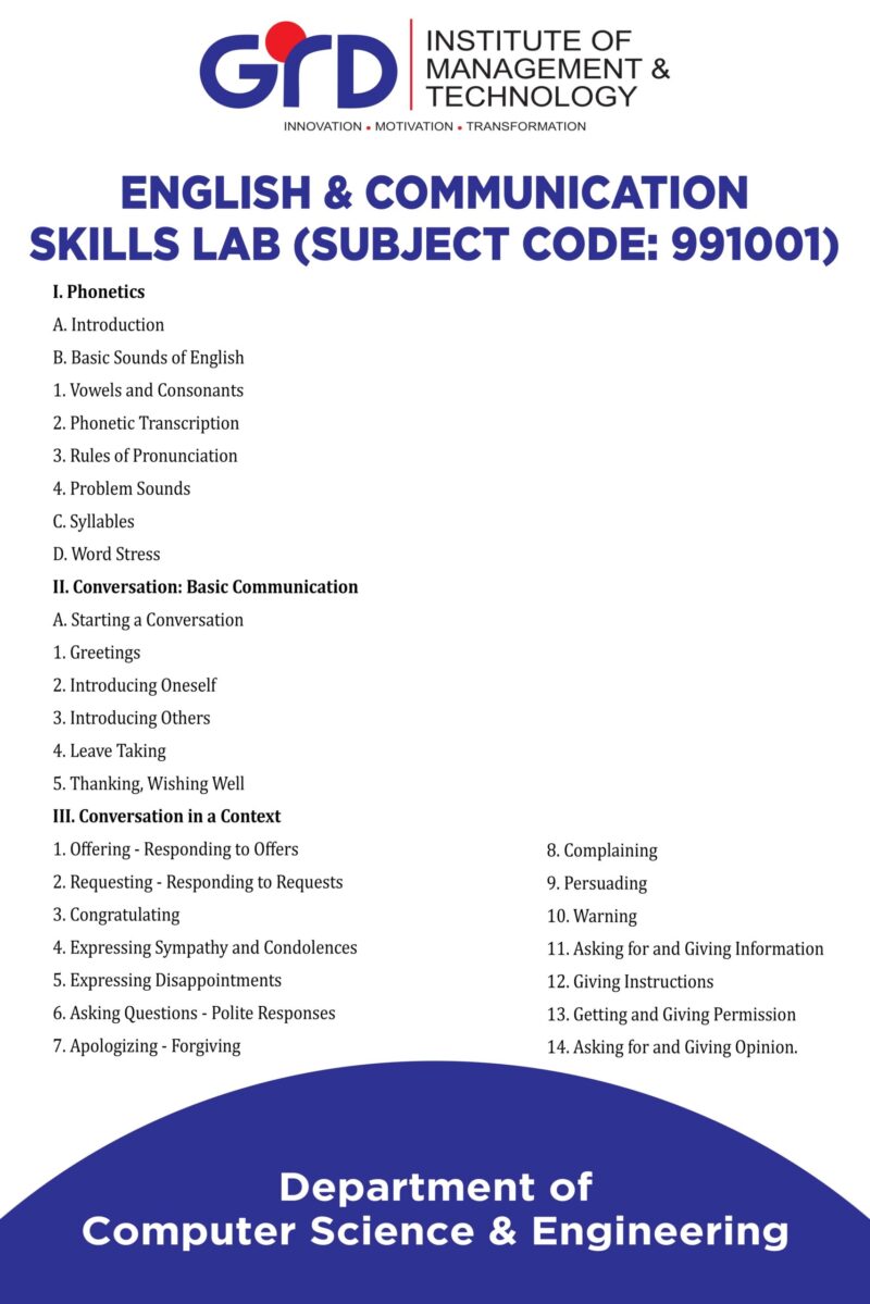 English Communication Skills Lab GRD IMT Group Of Institutions